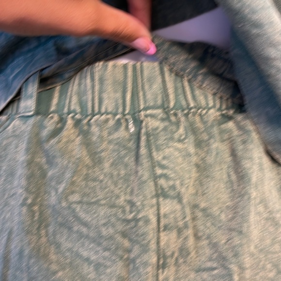 Earthbound large 2 piece 100 cotton green hoodie skirt w/ embroidered flowers - Picture 7 of 10